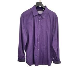 Robert Graham Shirt Paisley Flip Cuff Purple Size 2XL